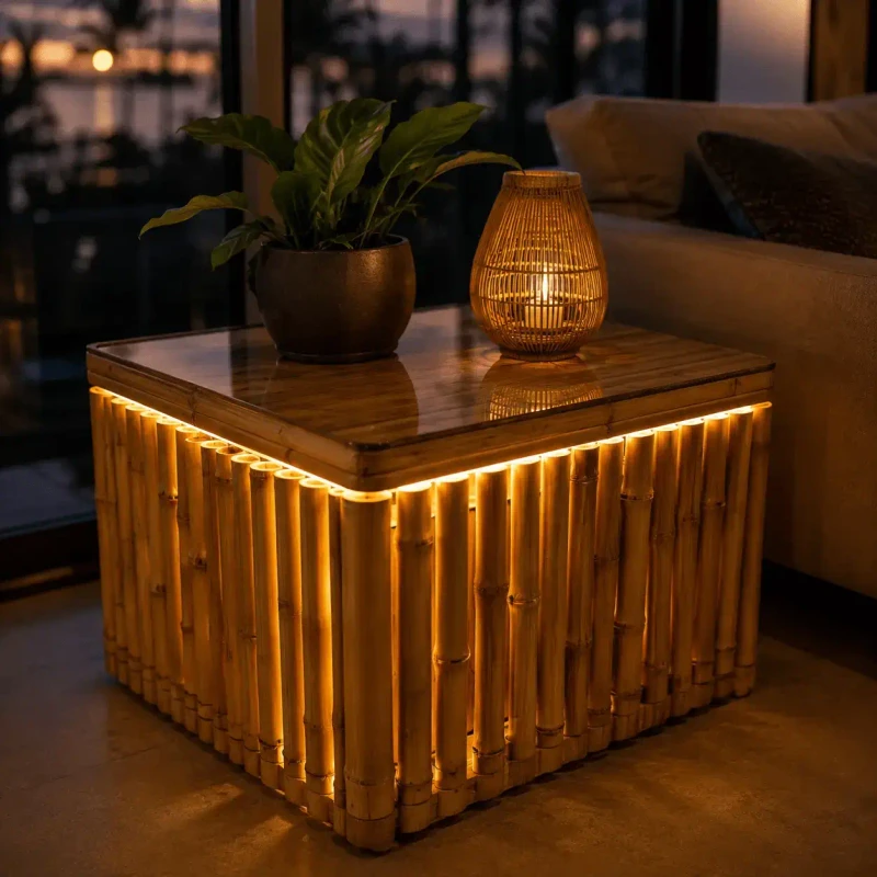 LED bamboo table